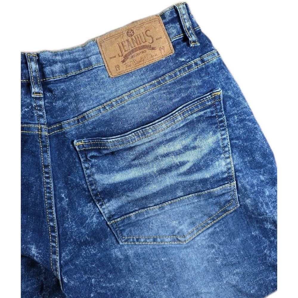 Jeanius Akademiks Men's Blue Acid‎ Wash Stretch Taper Jeans 32X32 EUC
